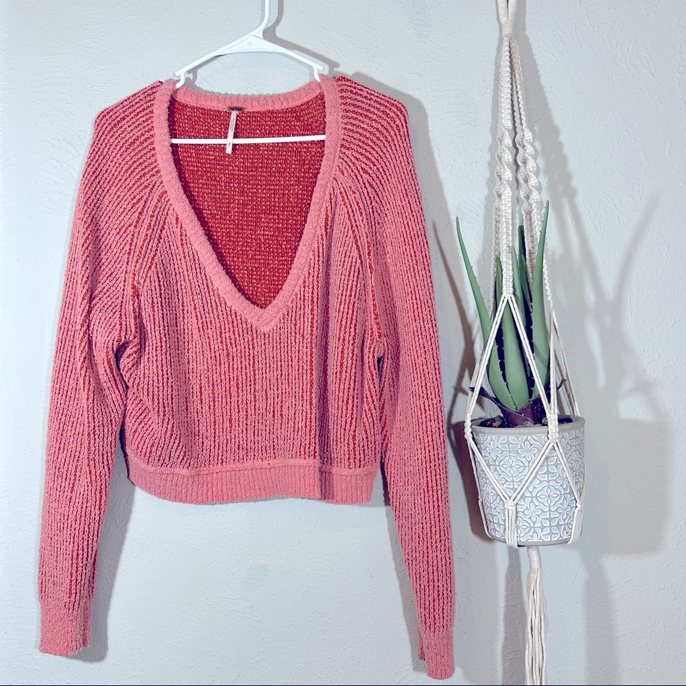 💕 Free People Pink Cable Sweater Sz S